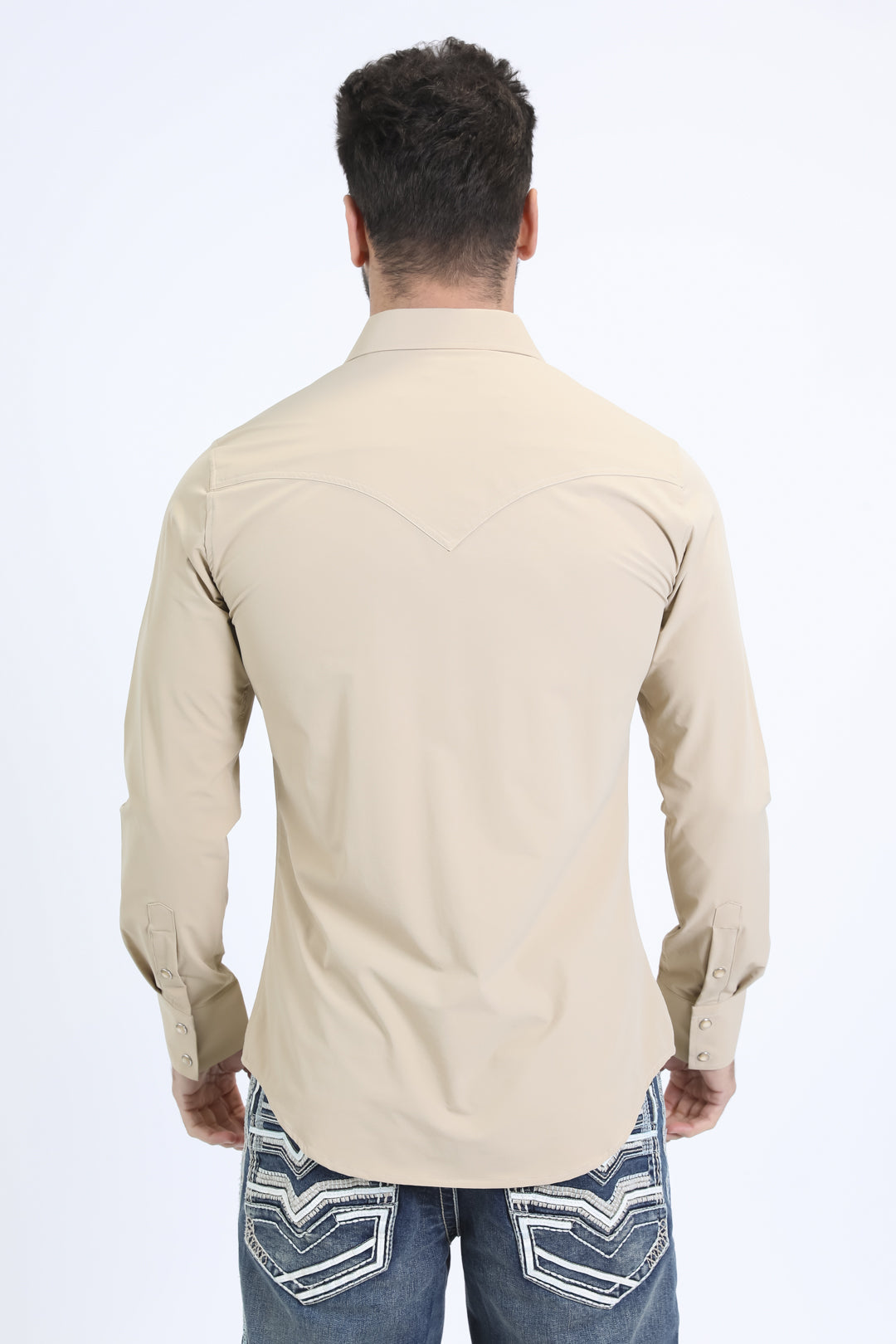 beige prewitt western long sleeve shirt men platini detail-2
