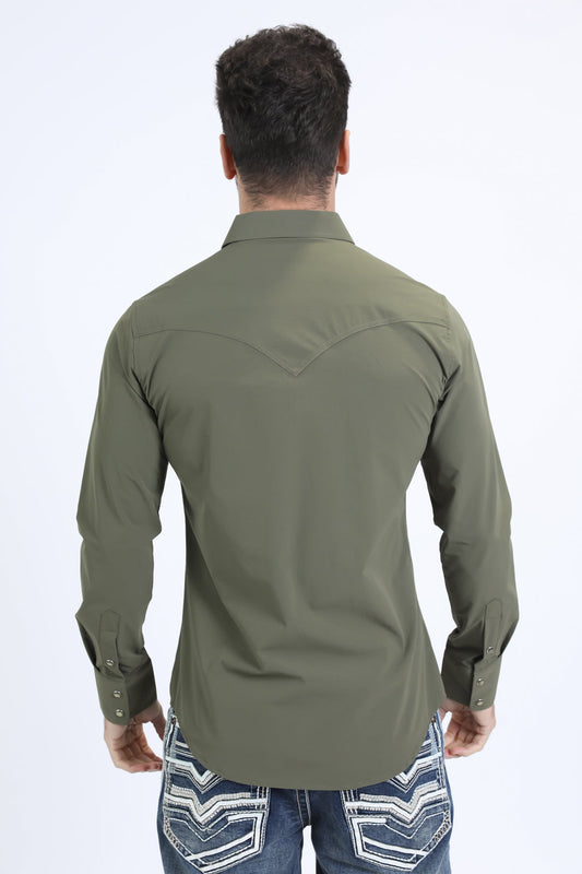 olive prewitt western long sleeve shirt men platini back