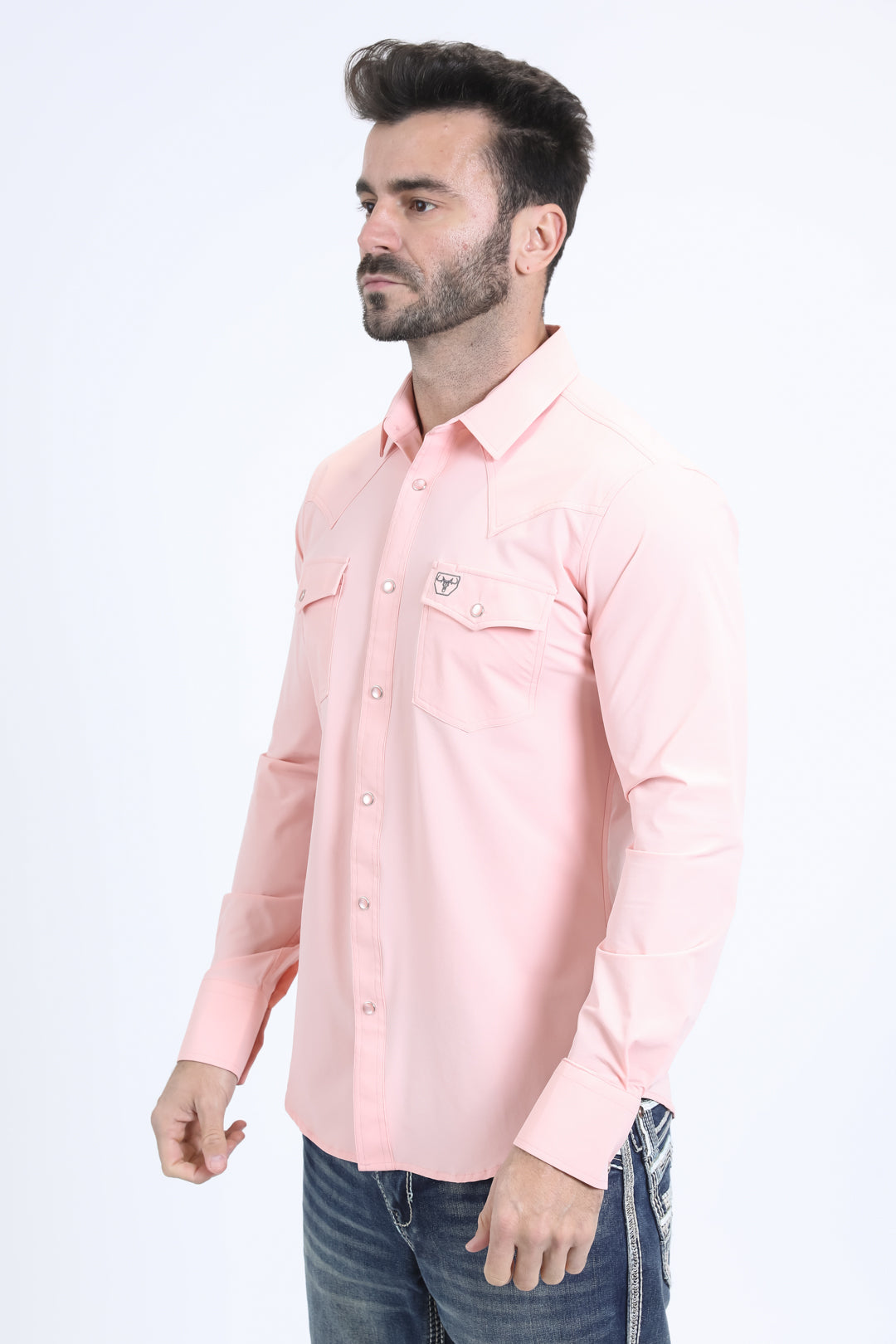 pink prewitt western long sleeve shirt men platini back