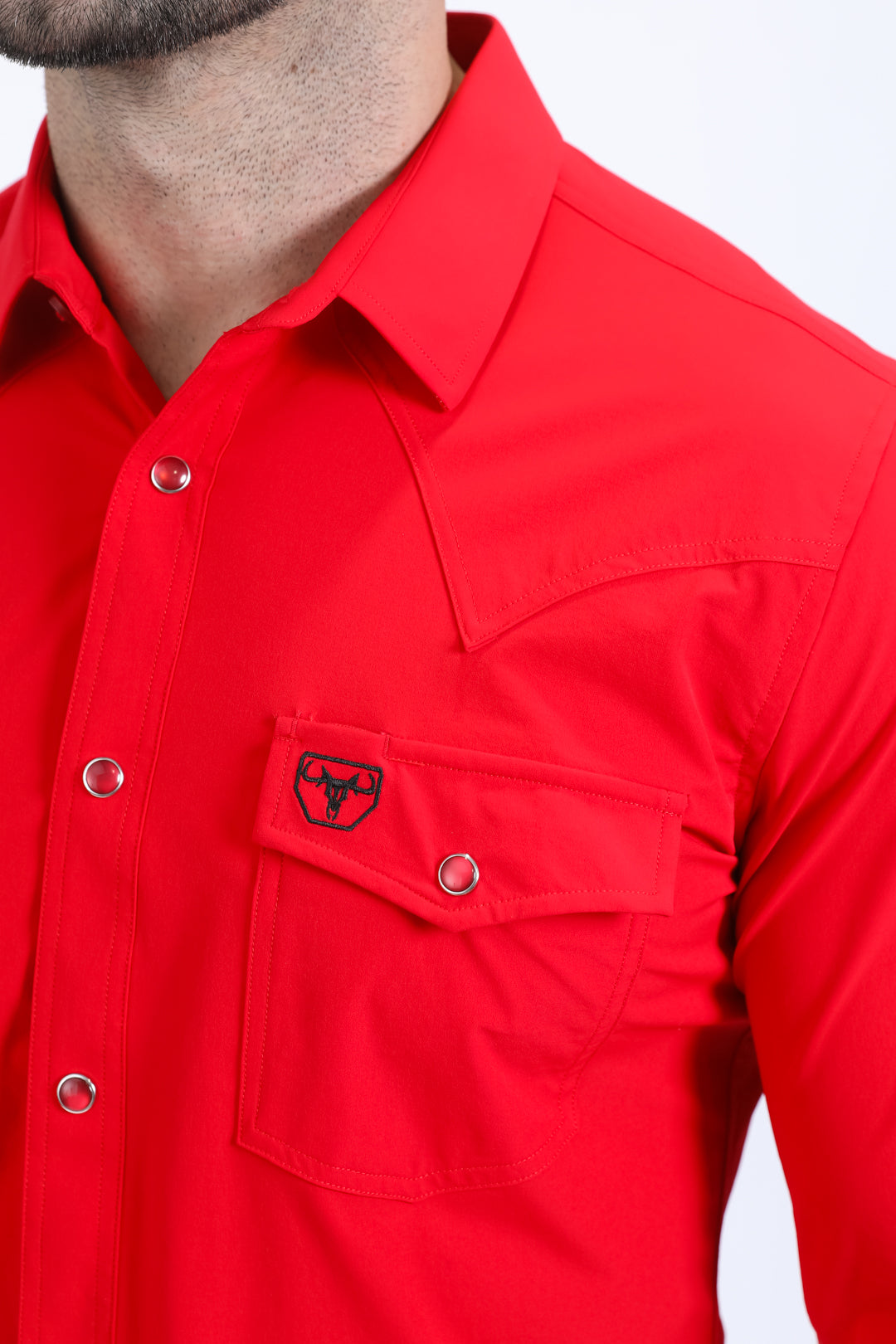 red prewitt western long sleeve shirt men platini detail-2