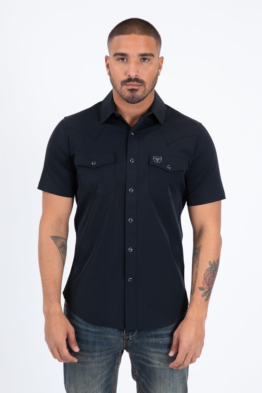 black prewitt western performance shirt men platini front
