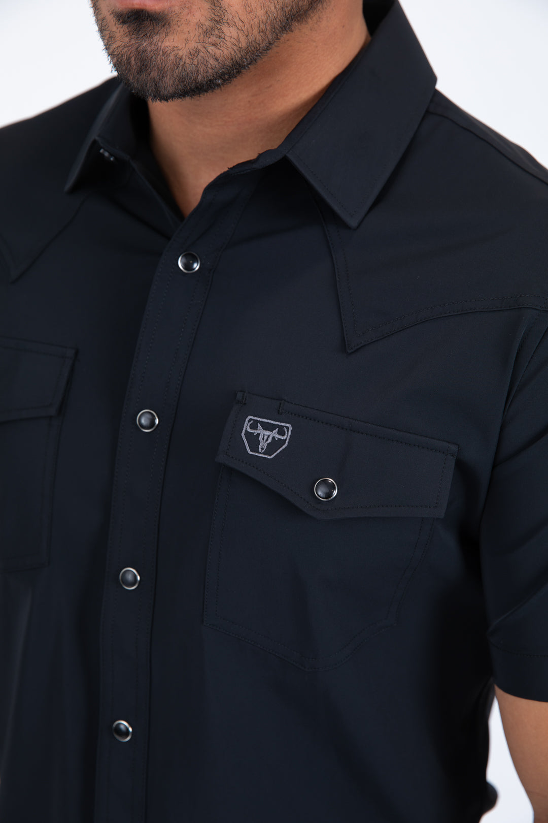 black prewitt western performance shirt men platini close-up