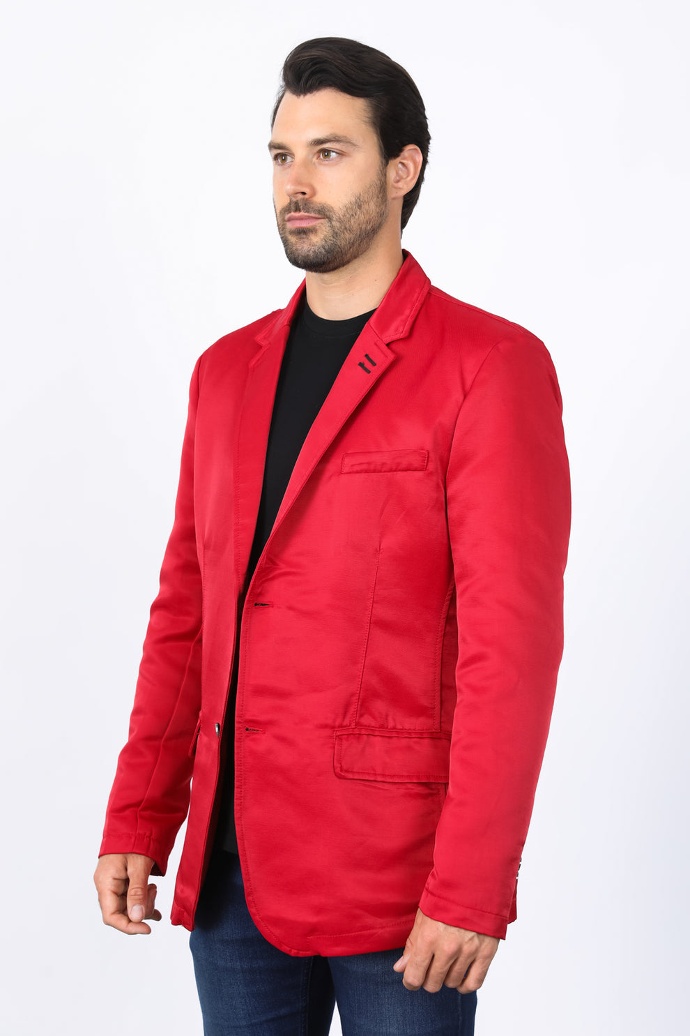 Mens Red ~ White 2 Button Stripes American Flag Patriotic Blazer main image 1