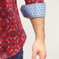 Small Print Satin Cotton/Spandex Long Sleeve Shirt