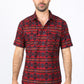 Man wearing a red western aztec performance shirt front