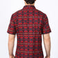Man wearing a red western aztec performance shirt back