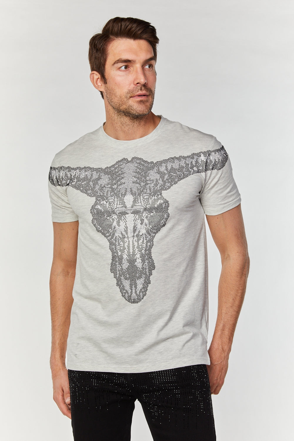 heather beige rhinestone tee front platini