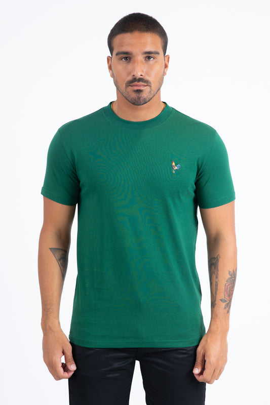 Men's Rooster Logo Cotton Green T-Shirt