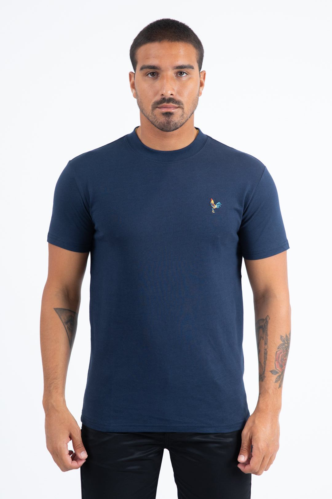 Men's Rooster Logo Cotton Navy T-Shirt
