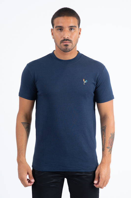 Men's Rooster Logo Cotton Navy T-Shirt