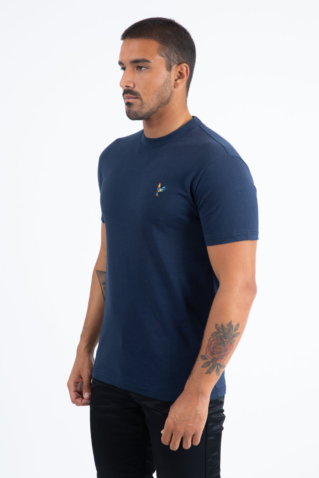Men's Rooster Logo Cotton Navy T-Shirt