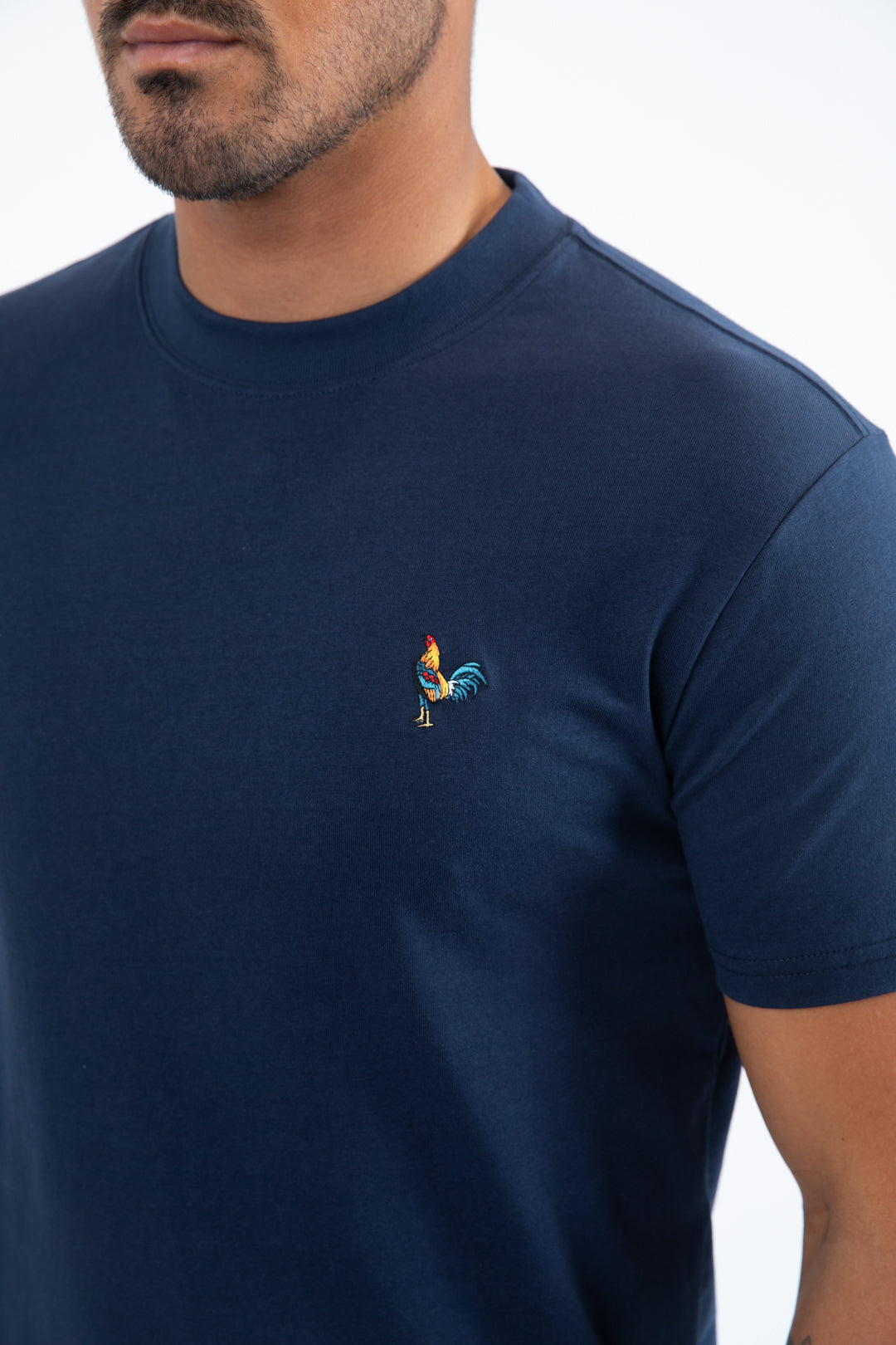 Men's Rooster Logo Cotton Navy T-Shirt