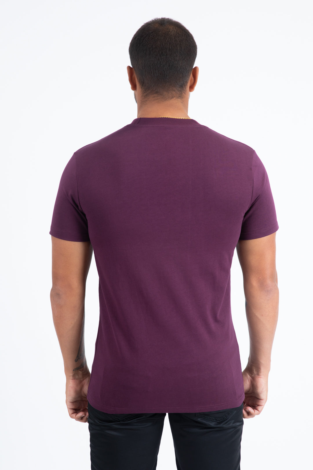 Men's Rooster Logo Cotton Wine T-Shirt