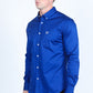 Men’s Single Pocket Logo Modern Fit Stretch Dress Shirt - Royal Blue