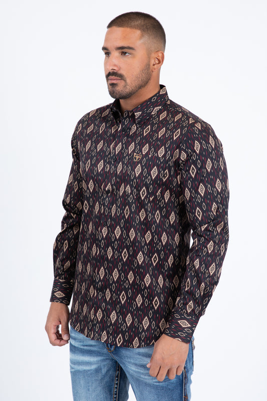 black diamond ethnic long sleeve shirt platini side