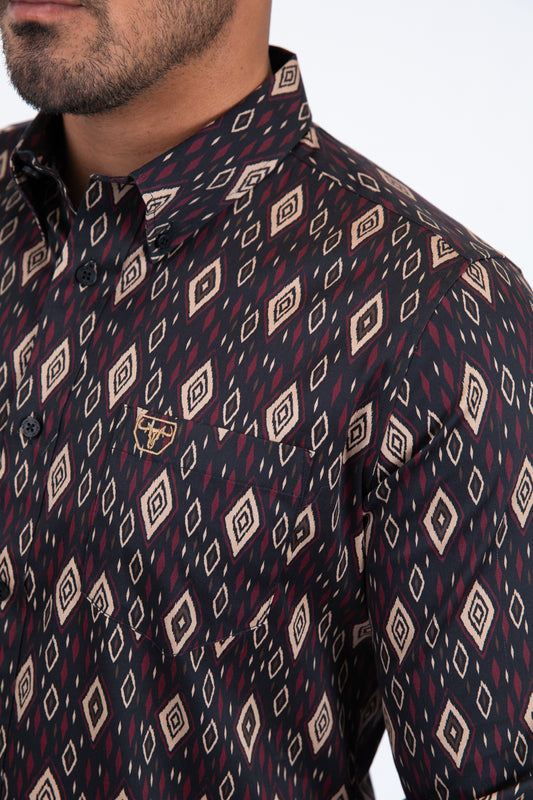 black diamond ethnic long sleeve shirt platini detail