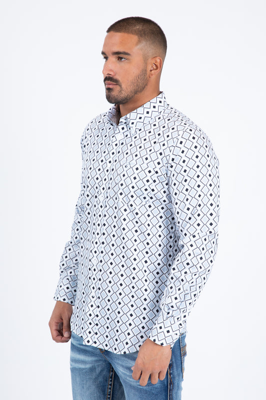 white diamond depth long sleeve shirt men platini detail-2