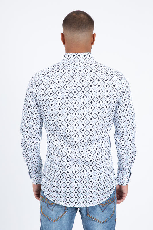 Black Satin Cotton Modern Fit Long Sleeve Shirt Men