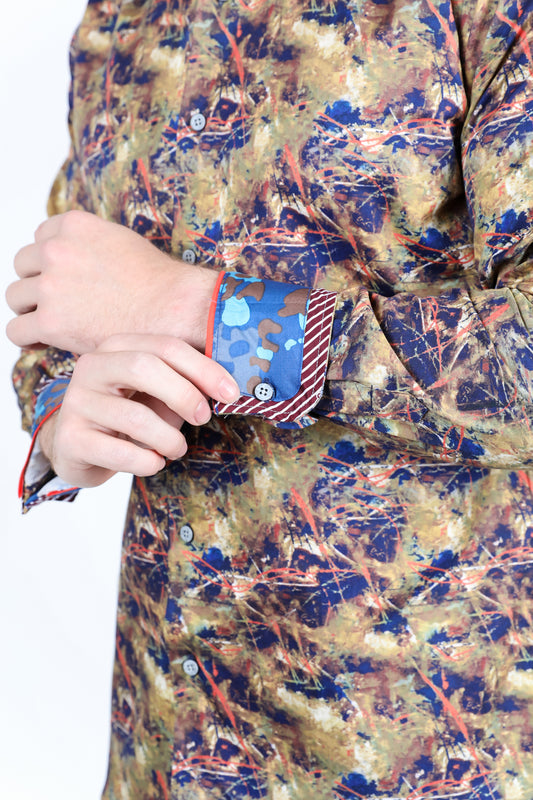 soft paisley contemporary contrast cuff shirt men platini close-up