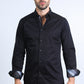 Satin Cotton/Spandex Long Sleeve Black/Gray Shirt