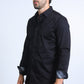 Satin Cotton/Spandex Long Sleeve Black/Gray Shirt
