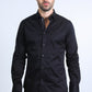 Satin Cotton/Spandex Long Sleeve Black/Gray Shirt