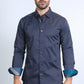Satin Cotton/Spandex Long Sleeve Charcoal Shirt