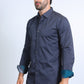 Satin Cotton/Spandex Long Sleeve Charcoal Shirt