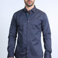 Satin Cotton/Spandex Long Sleeve Charcoal Shirt