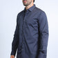 Satin Cotton/Spandex Long Sleeve Charcoal Shirt