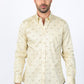 Mens Satin Cotton Modern Fit Beige Long Sleeve Shirt
