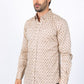 Mens Satin Cotton Modern Fit Khaki Long Sleeve Shirt