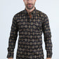 Mens Satin Cotton/Spandex Modern Fit Long Sleeve Black Shirt