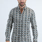 Mens Satin Cotton/Spandex Modern Fit Long Sleeve Black Shirt
