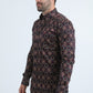 Mens Satin Cotton/Spandex Modern Fit Long Sleeve Black Shirt