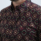 Mens Satin Cotton/Spandex Modern Fit Long Sleeve Black Shirt