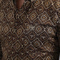 Mens Satin Cotton/Spandex Modern Fit Long Sleeve Brown Shirt