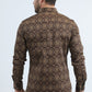 Mens Satin Cotton/Spandex Modern Fit Long Sleeve Brown Shirt