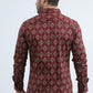 Mens Satin Cotton/Spandex Modern Fit Long Sleeve Burgundy Shirt