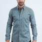 Mens Satin Cotton/Spandex Modern Fit Long Sleeve Slate Shirt