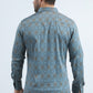 Mens Satin Cotton/Spandex Modern Fit Long Sleeve Slate Shirt