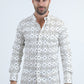 Mens Satin Cotton/Spandex Modern Fit Long Sleeve White Shirt