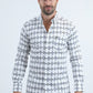 Mens Satin Cotton/Spandex Modern Fit Long Sleeve White Shirt