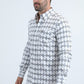 Mens Satin Cotton/Spandex Modern Fit Long Sleeve White Shirt