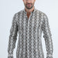 Mens Satin Cotton/Spandex Modern Fit Long Sleeve White Shirt