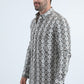 Mens Satin Cotton/Spandex Modern Fit Long Sleeve White Shirt