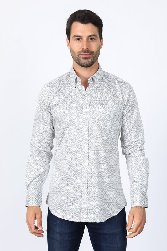 Mens Satin Cotton Modern Fit White Long Sleeve Shirt