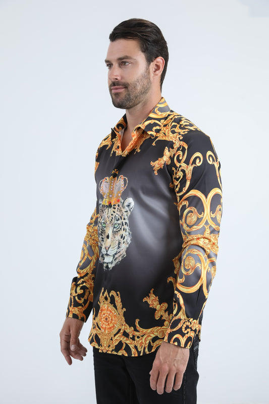 black rhinestone royal leopard shirt platini side