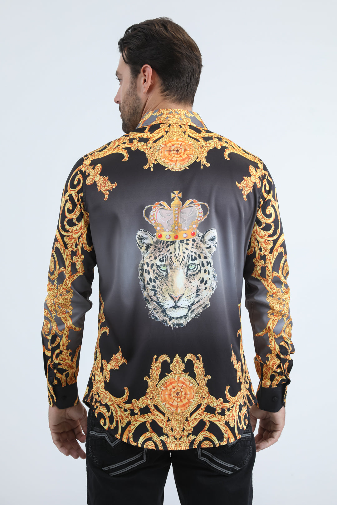 black rhinestone royal leopard shirt platini