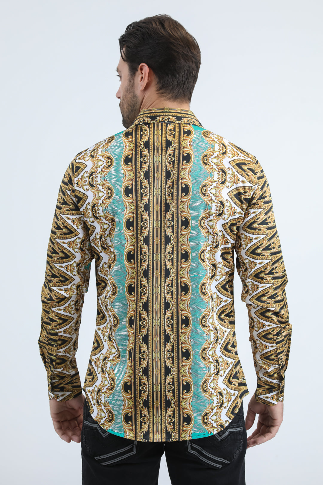 white rhinestone geometric baroque shirt platini
